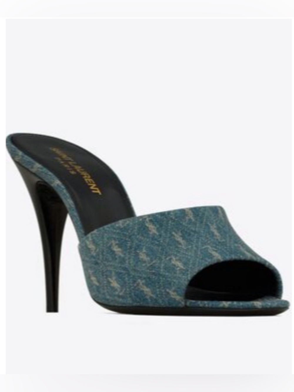Saint Laurent Denim Open-Toe Mule Heels 39.5